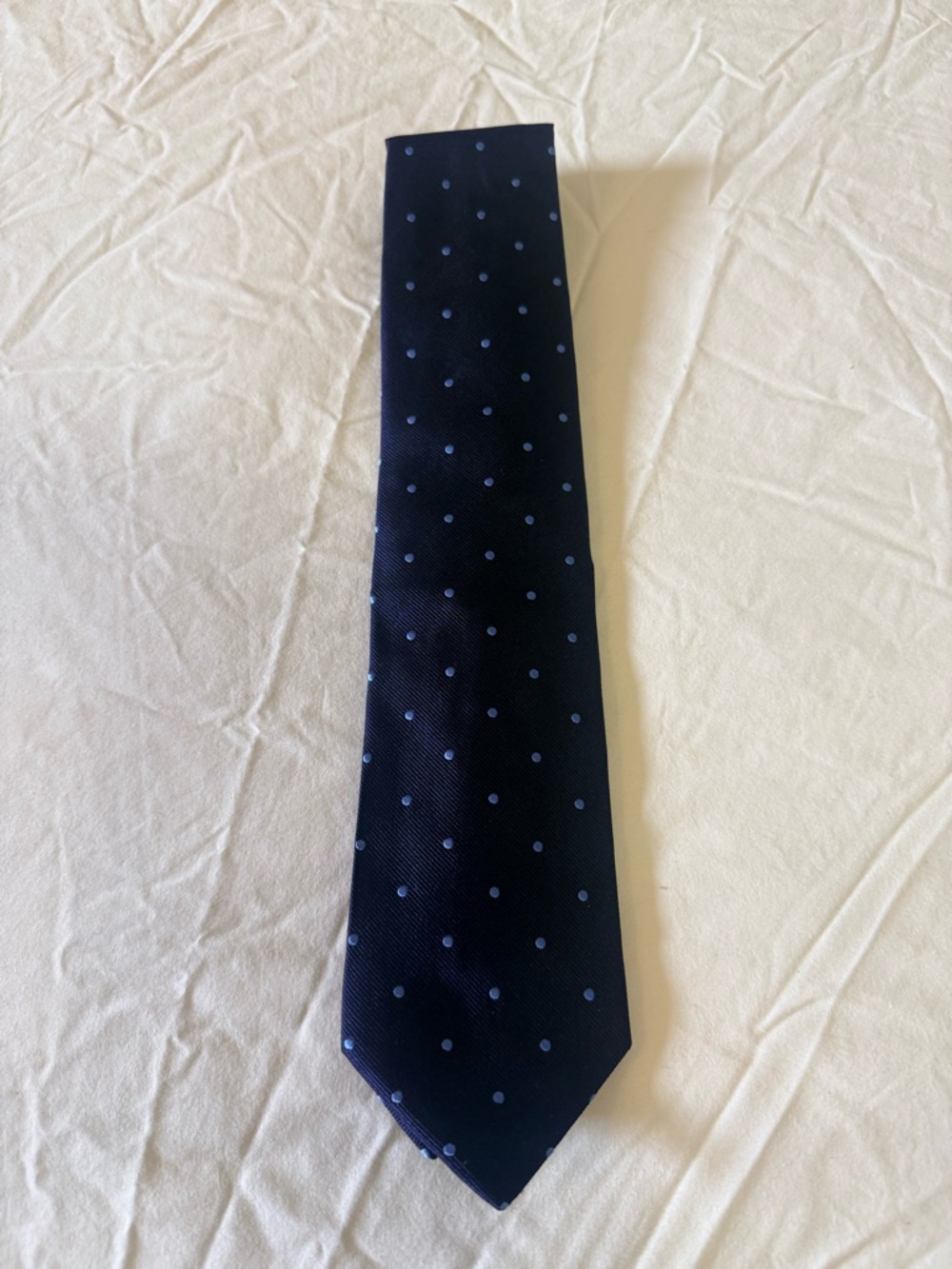 Brooks Brothers Dark Navy Silk Tie with Light Blue Polka Dots